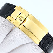 Rolex Day-Date 36 Black Dial 18K Yellow Gold Diamond Bezel Watch – Leather Strap - 5