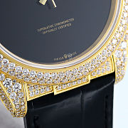 Rolex Day-Date 36 Black Dial 18K Yellow Gold Diamond Bezel Watch – Leather Strap - 2