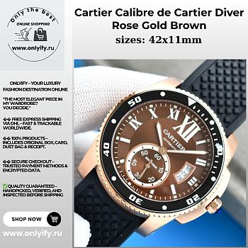 Cartier Calibre de Cartier Diver Rose Gold Brown Dial Automatic Watch