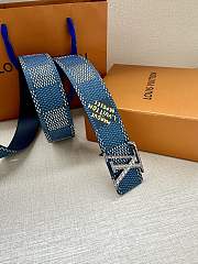 Louis Vuitton Blue Monogram Canvas Belt with Gold LV Buckle - 6