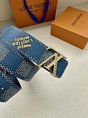 Louis Vuitton Blue Monogram Canvas Belt with Gold LV Buckle - 5