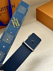Louis Vuitton Blue Monogram Canvas Belt with Gold LV Buckle - 3