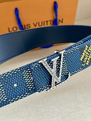 Louis Vuitton Blue Monogram Canvas Belt with Gold LV Buckle - 2