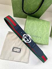Gucci Web Stripe Canvas Belt with Black GG Buckle - 6