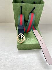 Gucci Web Stripe Canvas Belt with Black GG Buckle - 4