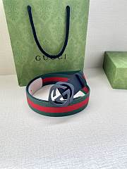 Gucci Web Stripe Canvas Belt with Black GG Buckle - 3