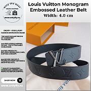 Louis Vuitton Monogram Embossed Leather Belt – Gunmetal LV Buckle - 1