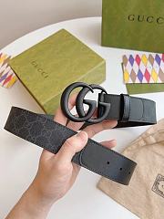 Gucci GG Black Monogram Belt – Matte Black Double G Buckle - 4