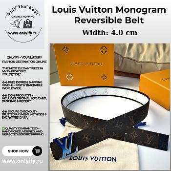 Louis Vuitton Monogram Reversible Belt – Blue LV Buckle