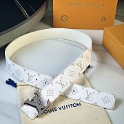 Louis Vuitton Initiales Belt – White Monogram with Silver LV Buckle - 6