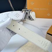 Louis Vuitton Initiales Belt – White Monogram with Silver LV Buckle - 2