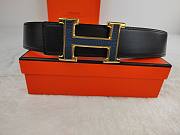 Hermès Men's Reversible Leather Belt with Gold H Buckle – Black & Navy - 4