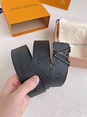 Louis Vuitton Monogram Embossed Leather Belt – Gunmetal LV Buckle - 3
