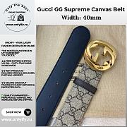 Gucci GG Supreme Canvas Belt – Gold Round GG Buckle - 1
