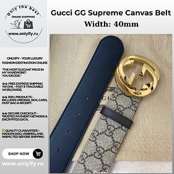 Gucci GG Supreme Canvas Belt – Gold Round GG Buckle
