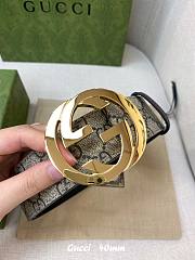 Gucci GG Supreme Canvas Belt – Gold Round GG Buckle - 2