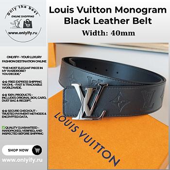 Louis Vuitton Monogram Black Leather Belt – Silver LV Buckle