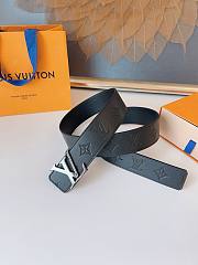 Louis Vuitton Monogram Black Leather Belt – Silver LV Buckle - 5