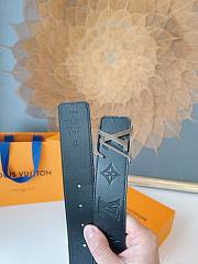 Louis Vuitton Monogram Black Leather Belt – Silver LV Buckle - 4