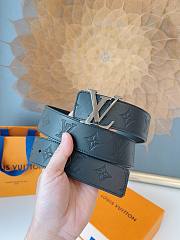 Louis Vuitton Monogram Black Leather Belt – Silver LV Buckle - 2