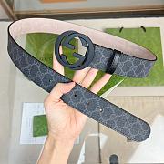 Gucci Black GG Supreme Belt – Matte Black Round GG Buckle - 6