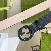 Gucci Black GG Supreme Belt – Matte Black Round GG Buckle - 5