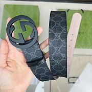 Gucci Black GG Supreme Belt – Matte Black Round GG Buckle - 4