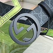 Gucci Black GG Supreme Belt – Matte Black Round GG Buckle - 3