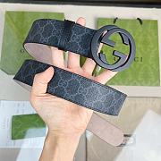 Gucci Black GG Supreme Belt – Matte Black Round GG Buckle - 2