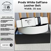 Prada White Saffiano Leather Belt – Silver Logo Buckle - 1