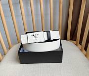 Prada White Saffiano Leather Belt – Silver Logo Buckle - 2