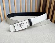 Prada White Saffiano Leather Belt – Silver Logo Buckle - 3