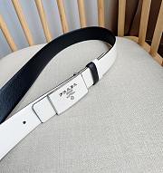 Prada White Saffiano Leather Belt – Silver Logo Buckle - 5