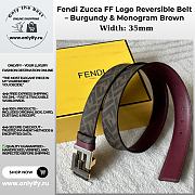 Fendi Zucca FF Logo Reversible Belt – Burgundy & Monogram Brown - 1