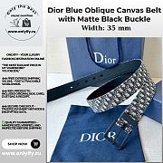 Dior Blue Oblique Canvas Belt with Matte Black Buckle - 1