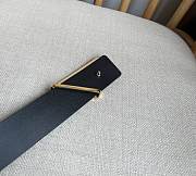 Prada Black Leather Belt – Gold Triangle Logo Buckle - 5