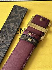 Fendi Zucca FF Logo Reversible Belt – Burgundy & Monogram Brown - 5