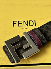 Fendi Zucca FF Logo Reversible Belt – Burgundy & Monogram Brown - 4