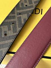 Fendi Zucca FF Logo Reversible Belt – Burgundy & Monogram Brown - 3