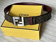 Fendi Zucca FF Logo Reversible Belt – Burgundy & Monogram Brown - 6