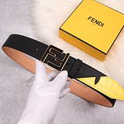 Fendi Black Leather Belt with Gold FF Buckle - 4