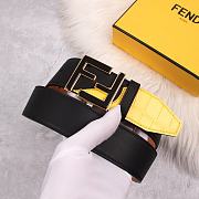 Fendi Black Leather Belt with Gold FF Buckle - 3