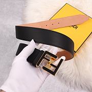 Fendi Black Leather Belt with Gold FF Buckle - 2