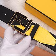 Fendi Black Leather Belt with Gold FF Buckle - 6