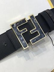 Fendi Black Belt with Marble FF Logo Buckle - 5