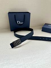 Dior Navy Blue Belt with Oblique Pattern Buckle - 2
