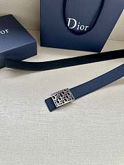Dior Navy Blue Belt with Oblique Pattern Buckle - 4