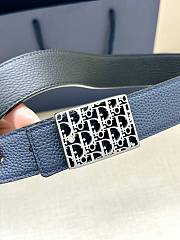 Dior Navy Blue Belt with Oblique Pattern Buckle - 5