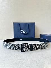 Dior Blue Oblique Canvas Belt with Matte Black Buckle - 4