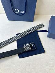Dior Blue Oblique Canvas Belt with Matte Black Buckle - 3